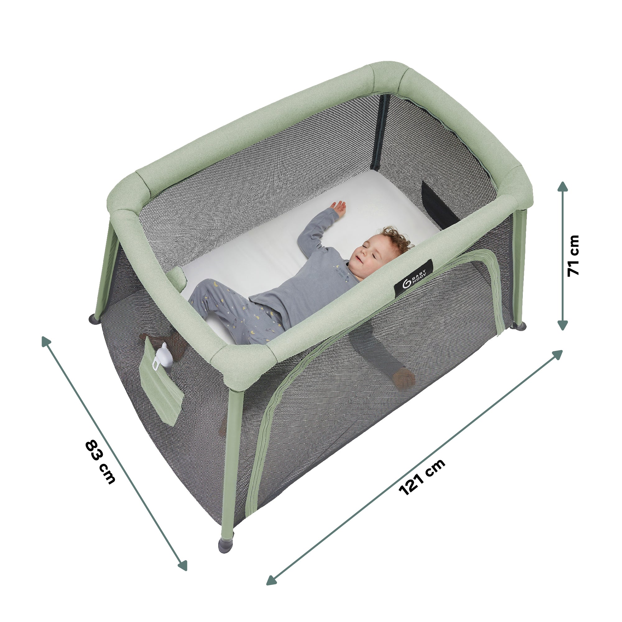 Lit parapluie avec berceau intégré - Moov & Comfy Reconditionné