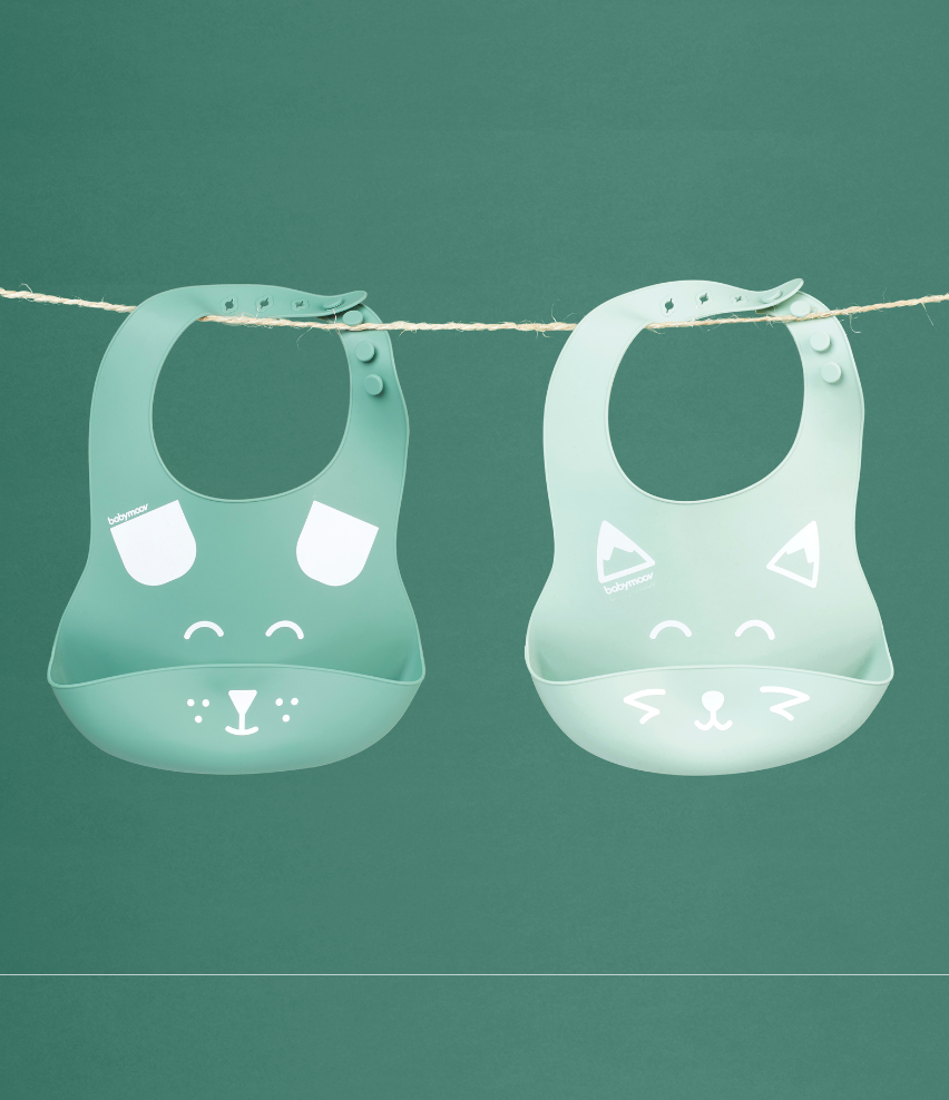 Lot de 2 bavoirs bébé en silicone BIB'ISY